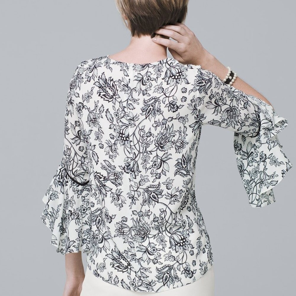 WHBM Flounce-sleeve Blouse, Size 6, EUC - Picture 3 of 8